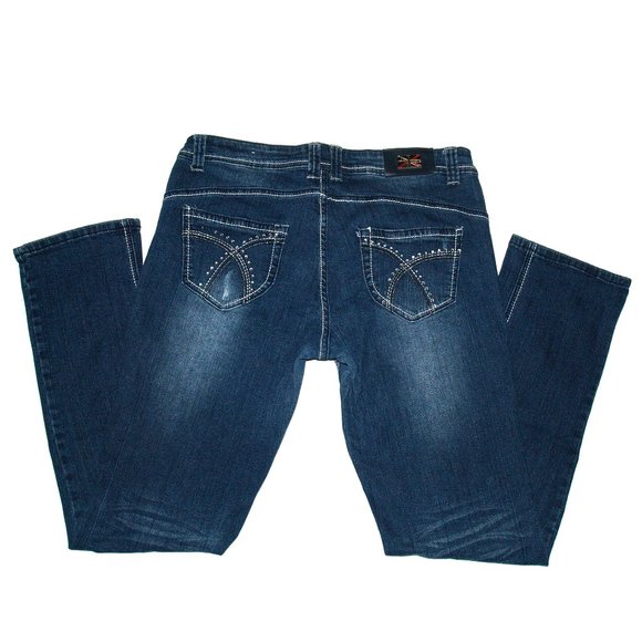 TRUE ROCK Mid-Rise Blue Jeans Size 17/18 Embellished Distressed Patched (34X30) - Picture 8 of 14